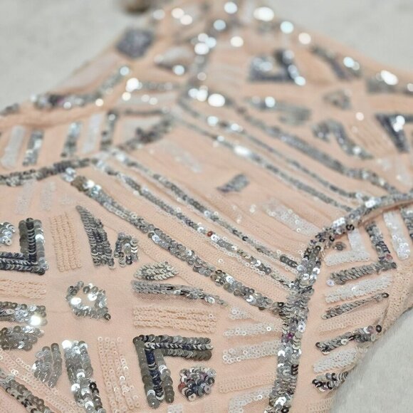 Forever 21 ✦ Sequin Bodycon Dress ✦ Off-Shoulder Peach & Silver Size S NWOT - Picture 11 of 16